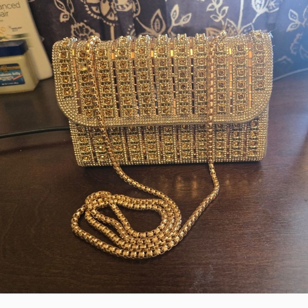 Elegant Gold Beaded Chain Women's Bag